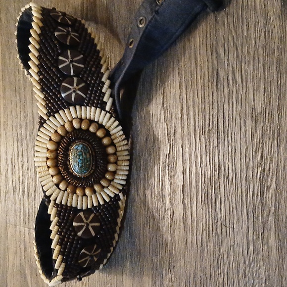 Vintage Handmade Natural Shells, Beads Coconut Shell Turquoise Belt. - Picture 2 of 11